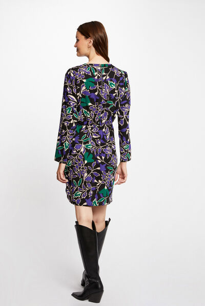 Vestido recto estampado vegetal multico mujer
