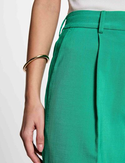 Pantalón recto con pinzas verde emeralda mujer