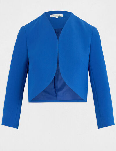 Chaqueta recta con manga 3/4 azul eléctrico mujer