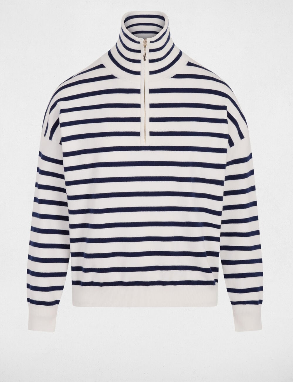 Jersey con cuello camionero blanco mujer
