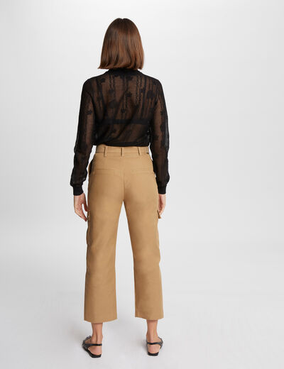Jersey cuello alto encaje negro mujer