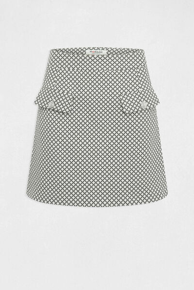 Falda recta estampado geométrico crudo mujer