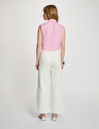 Camisa anudada sin mangas rosa mujer