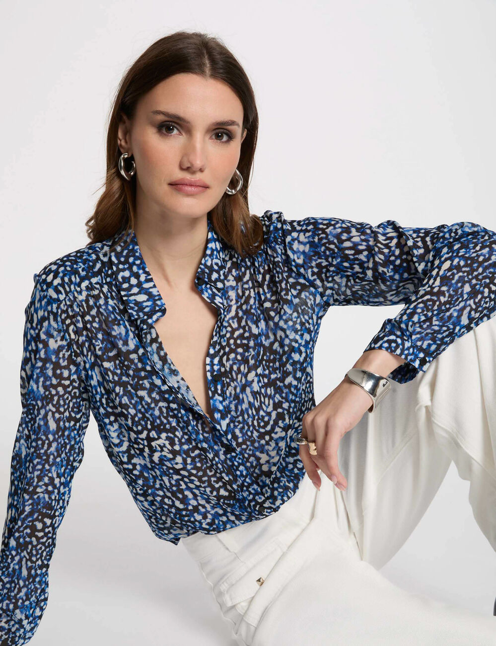 Camisa manga larga multicolor mujer