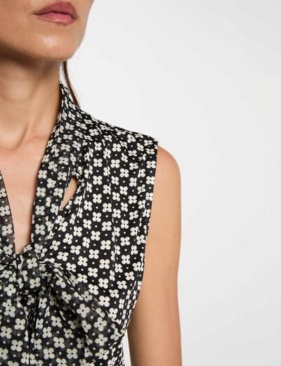 Top con cuello lazada blanco mujer