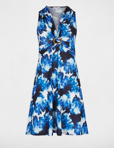 Vestido corto evasé estampado multicolor mujer