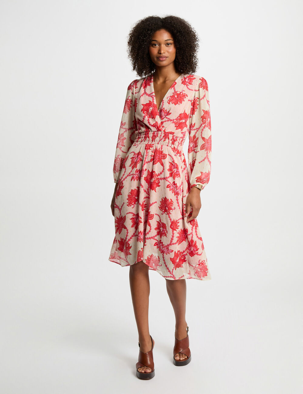 Vestido acampanado estampado multicolor mujer