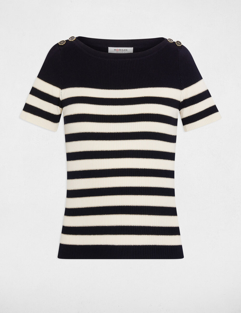 Jersey cuello redondo rayas azul marino mujer