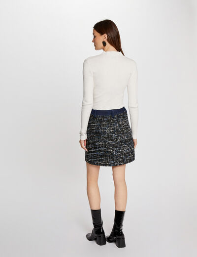 Falda corta de tweed multico mujer