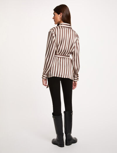 Camisa de rayas con cintur&oacute;n multicolor mujer