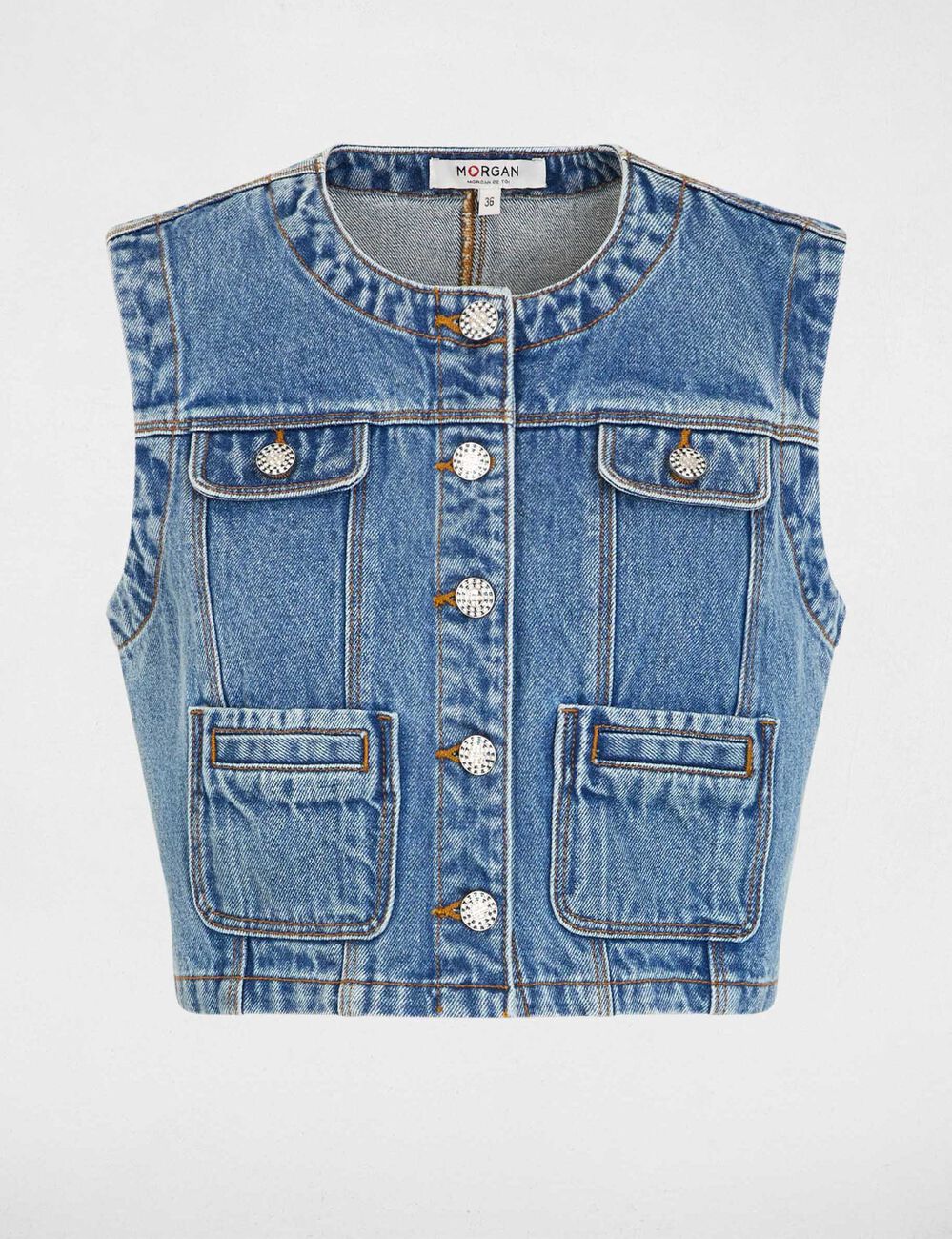 Chaleco vaquero sin mangas denim stone mujer