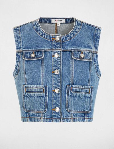 Chaleco vaquero sin mangas denim stone mujer