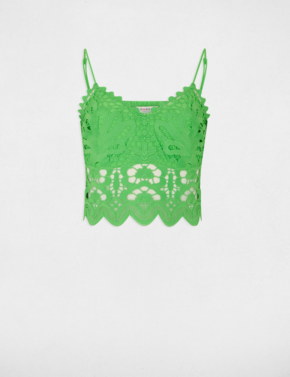 Crop top tirantes finos verde mujer