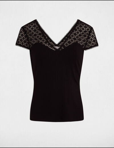 Camiseta de manga corta negro mujer