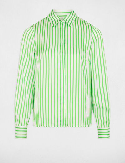 Camisa manga larga rayas verde mujer