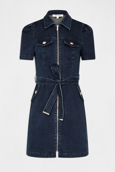 Vestido recto vaquero con cremallera vaquero sin tratar mujer