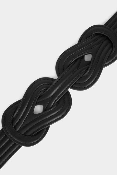Cinturón elástico con nudos negro mujer