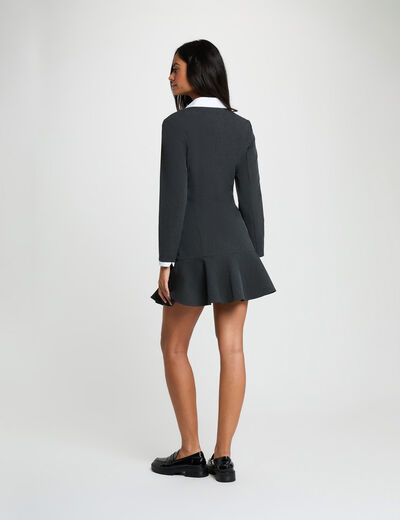 Vestido corto con cuello de solapa gris claro mujer