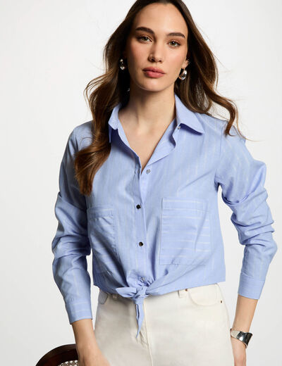 Camisa manga larga rayas multicolor mujer
