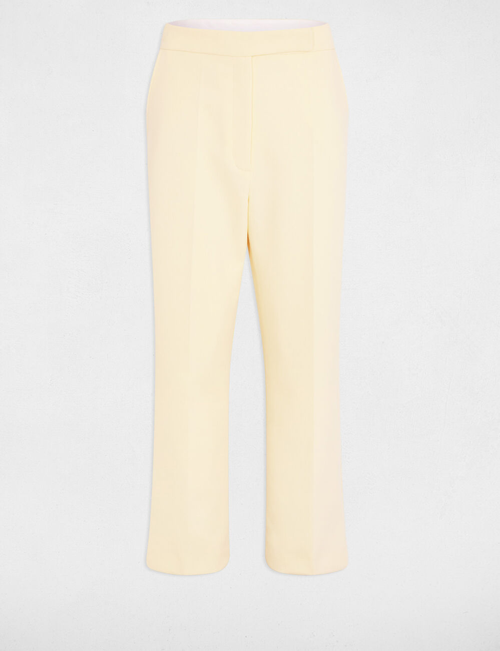 Pantal&oacute;n recto de tiro alto amarillo pastel mujer
