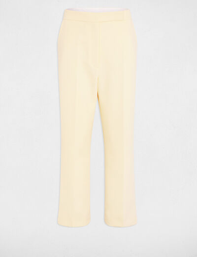 Pantal&oacute;n recto de tiro alto amarillo pastel mujer