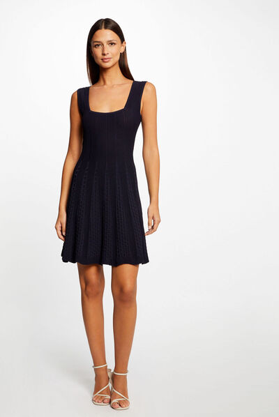 Vestido de punto de patinadora tirantes marino mujer