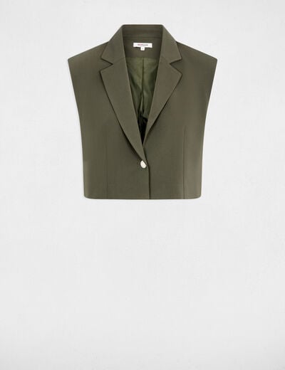 Chaleco cropped verde caqui mujer