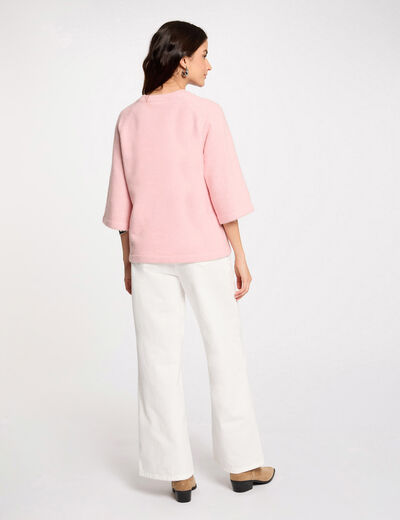Jersey extragrande manga 3/4 rosado polvoriento mujer
