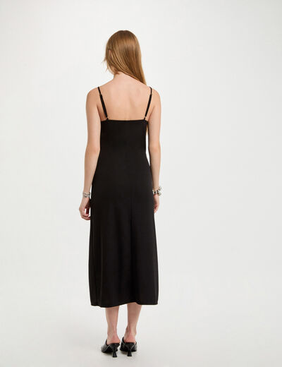 Vestido midi ajustado negro mujer