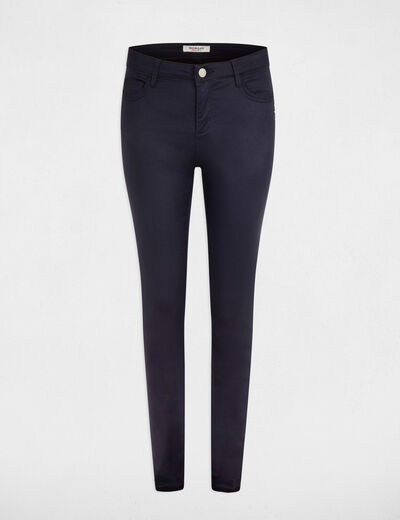 Pantalón skinny efecto mojado marino mujer