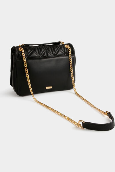 Bolso cartera de mano efecto acolchado negro mujer