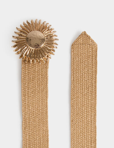 Cintur&oacute;n ancho beige mujer