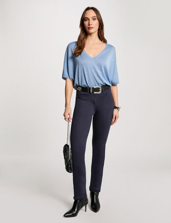 Pantalón recto azul marino mujer