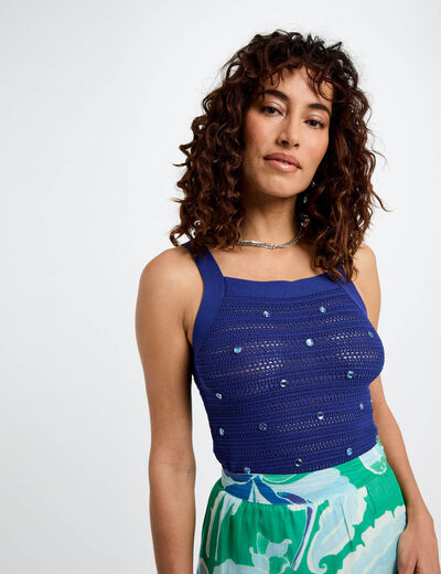 Top punto tirantes anchos azul eléctrico mujer