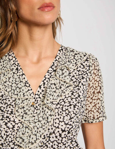 Blusa manga corta blanco mujer