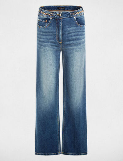 Vaquero ancho de tiro alto denim stone mujer
