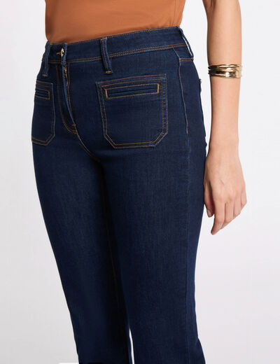 Vaqueros bootcut de tiro alto denim crudo mujer