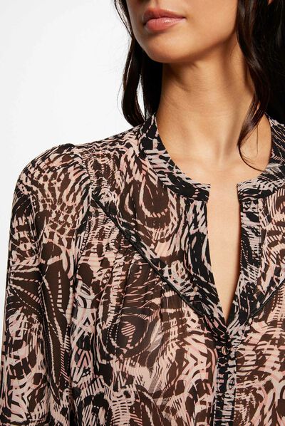 Camisa manga larga estampado abstracto multico mujer