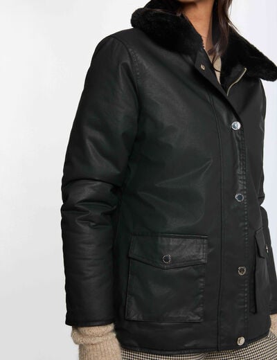 Parka reversible con revestimiento negro mujer