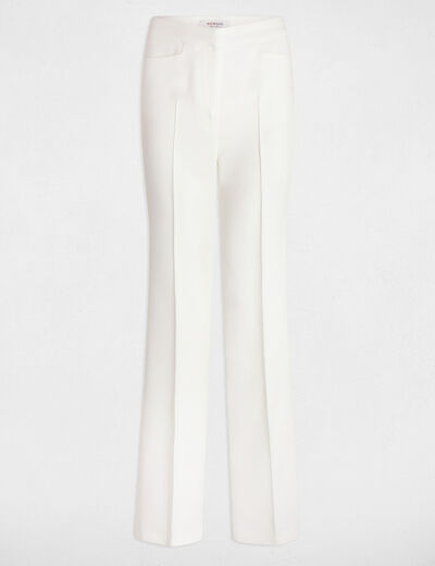 Pantalón boot-cut talle alto blanco mujer