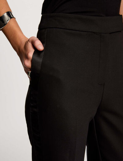 Pantalón ajustado pinzas negro mujer