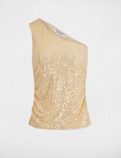 Top asim&eacute;trico strass couleur argent mujer