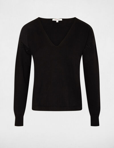 Jersey manga larga con strass negro mujer