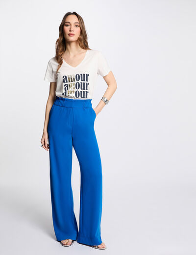 Pantalón pernera ancha azul eléctrico mujer