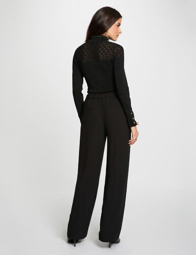 Pantal&oacute;n ancho y fluido negro mujer