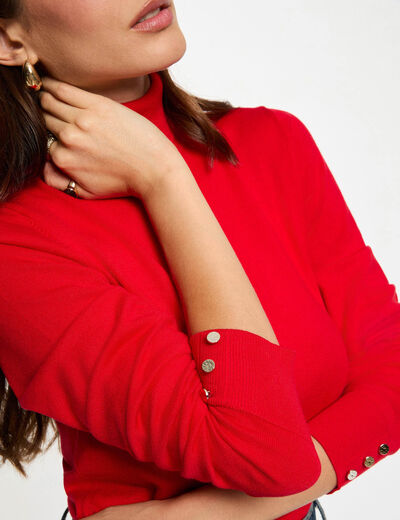 Jersey de cuello alto rojo mujer