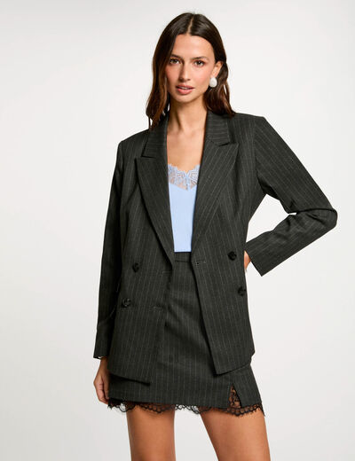 Americana con rayas gris oscuro mujer
