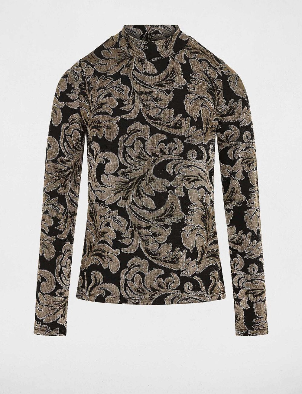 Camiseta de cuello alto negro mujer