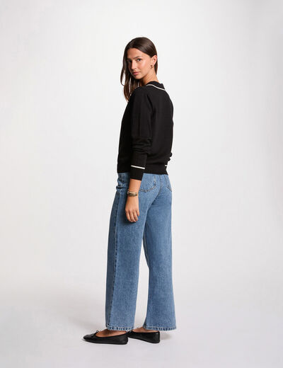 Jersey cuello polo negro mujer