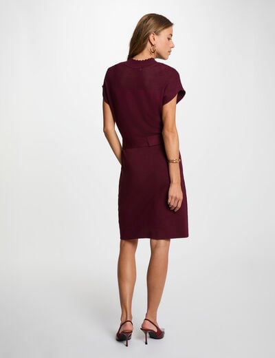 Vestido de punto manga corta ciruela mujer